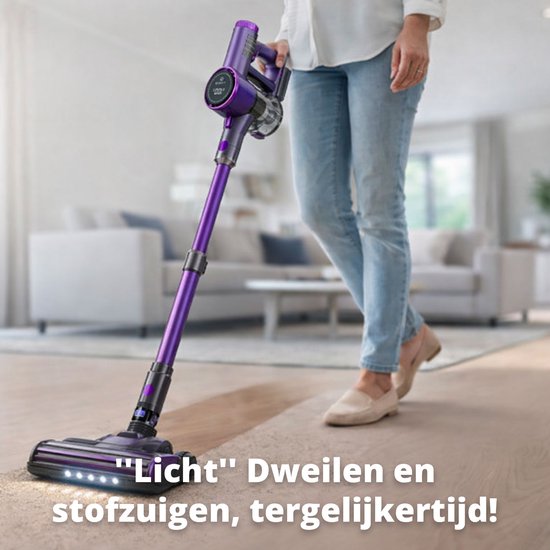 FlinQ Aspirateur V8 - Aspirateur balai avec fonction serpillière - Aspirateur balai sans fil - Aspirateur sans sac - Avec batterie durable - Sans fil et utilisable comme dépoussiéreur