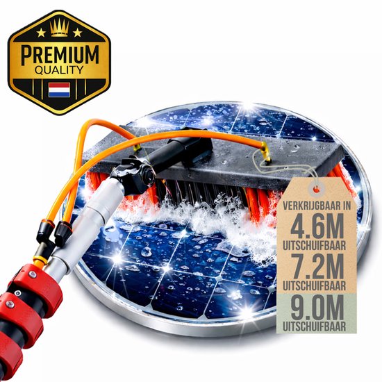 Aqualita® Brosse de lavage télescopique 9M - Lave-vitre à manche télescopique - Lave-vitre télescopique - Essuie-vitre à manche télescopique - Lave-vitre - Lave-voiture - Nettoyeur de panneaux solaires - Fascias - Canopy - Conservatoire - Set de nettoyage