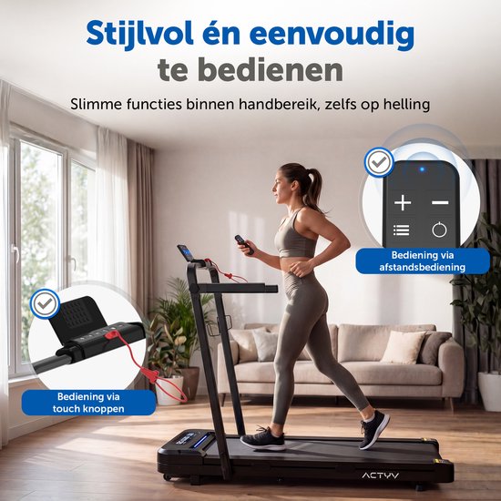 ACTYV Tapis de course pliable 1-12km/h avec fonction d'inclinaison de 6% - avec huile de lubrification, tapis de protection - Tapis de course - Bande de marche - Tapis de marche - Pour la maison - électrique - pliable V3