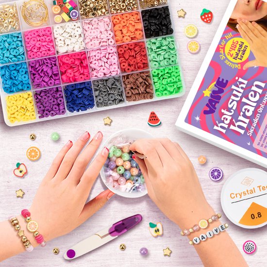 Vaive Katsuki Beads Deluxe Starter Kit - 2485 pièces pour la fabrication de bijoux - Crafting Girls - For Kids - Craft Box - Bracelet Making - Earring Making