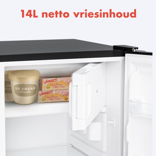 KitchenBrothers Réfrigérateur - 88L Compartiment réfrigérant - 14L Compartiment congélateur - Glacière - Frigo - Freestanding - Noir