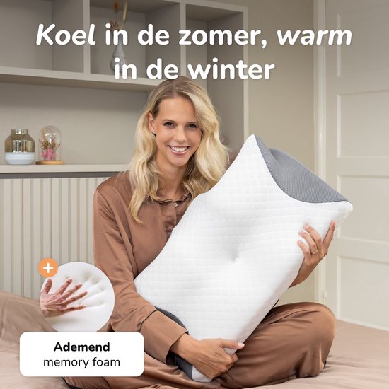 Alyze Oreiller anti-ronflement - Pour toutes les positions de sommeil - 60x40 cm - Oreiller - Apnée - Ergonomique & orthopédique - Sommeil - Oreiller papillon - Douleurs cervicales - Mousse à mémoire de forme - blanc