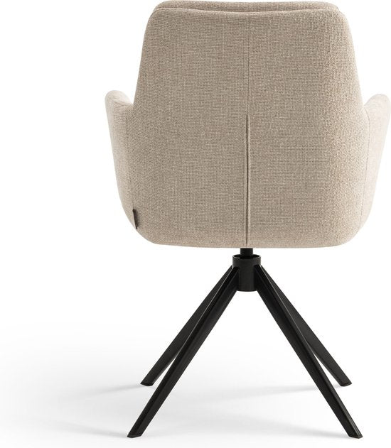 Furnihaus Chaise de salle à manger pivotante Milou avec accoudoir Beige