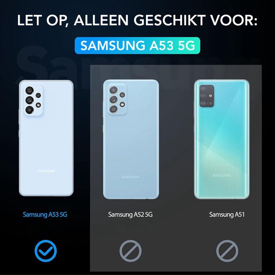 Podec Case Suitable for Samsung Galaxy A53 Black and Transparent Phone Case - Anti-Shock Case Cover with 2x Screen Protector