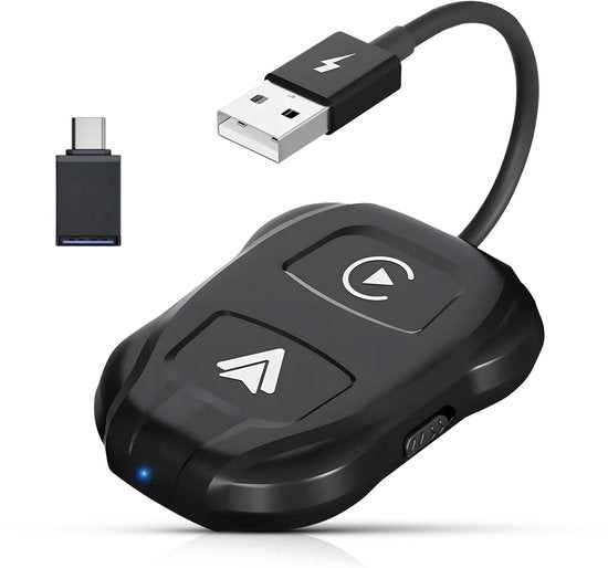 CarMe Luxe 2-in-1 Car Dongle - Wireless CarPlay & Android Auto - Modèle 2024 - Noir