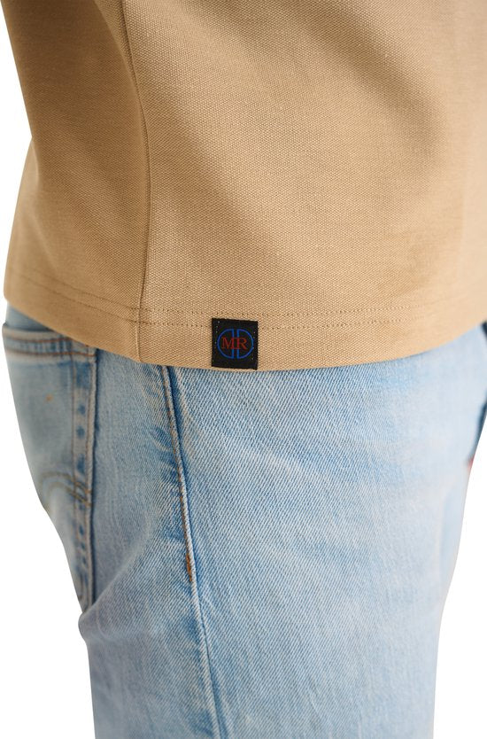 Mario Russo Pique Longsleeve Shirt - Sweater Men - Turtleneck Men - L - Beige