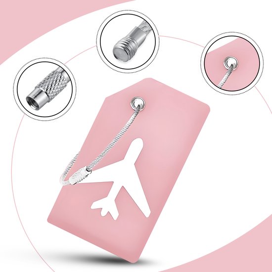 EverNeeds Etiquette de bagage - Silicone - Etiquette de bagage pour valises - Etiquettes de bagage - Rose - 5 pièces