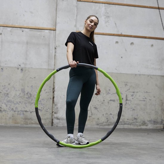 Matchu Sports - Hula hoop fitness - Waist trainer - Hula hoop lesté - Abdominaux - 1,2 KG - Ø 100 cm - Vert / Gris