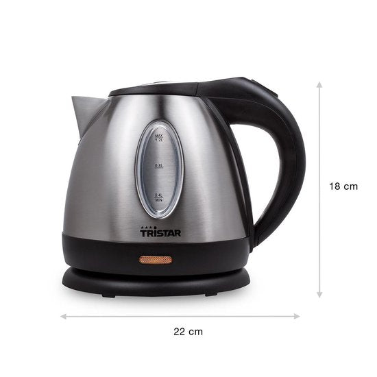 Bouilloire Tristar WK-1325 - 900W - 1,2L - adaptée au camping - acier inoxydable