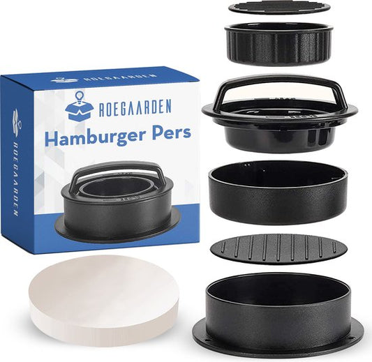 Presse à burger Roegaarden - Presse à tofu - Accessoires barbecue - 100x papier ciré - noir