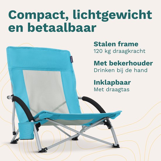 TRVLMORE Chaises de plage - Lot de 2 - Pliables et démontables - Capacité de charge de 120KG - Légères - Avec sac de transport et porte-gobelet - Bleu