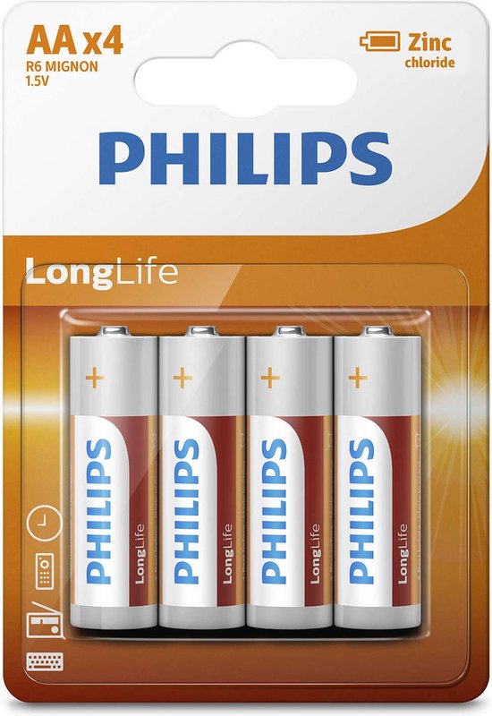 Piles Philips AA - 4 pièces