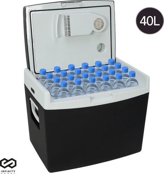 Infinity Goods Glacière électrique - 40L - Glacière - 12V et 230V - Frigobox - Refroidissement et chauffage - Noir