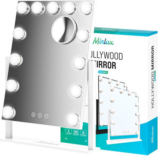 Mirlux Make Up Hollywood Mirror with Lighting (44x30cm) - Vision - Ampoule LED dimmable - 13 lampes - Blanc