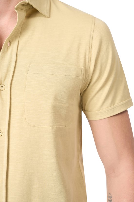 Mario Russo Chemise à manches courtes - Chemise hommes - Polo hommes - t shirt hommes - L - Vert olive clair