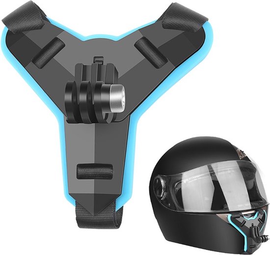Techvavo® Support de casque pour moto et vélo - Universel - Convient à toutes les caméras d'action - Courroie de casque - Noir