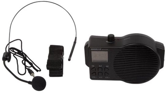 HQ-Power Amplificateur vocal portable, avec casque et sangle de transport, avec USB-SD et radio FM, 5 W, noir