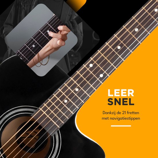 Finesse Acoustic Guitar - with Video Course - 4/4 40" - Western Guitar - Guitare enfant et adulte - Noir