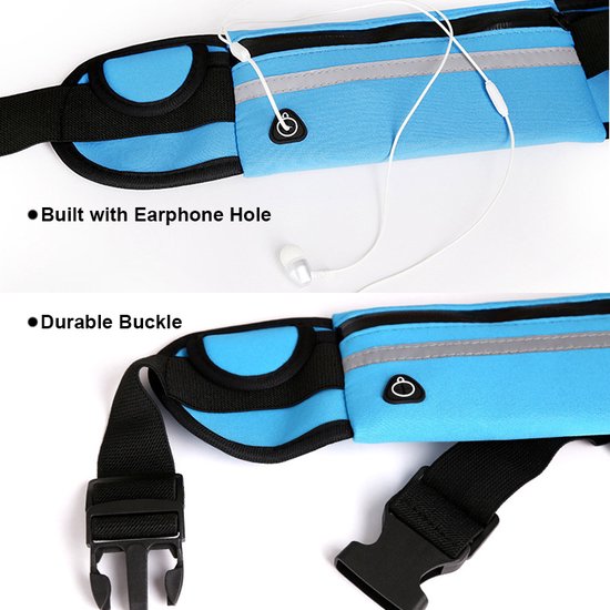 Ceinture de course Garpex® - Sac banane - Support de téléphone pour la course - Sac de course - Sac banane pour femmes et hommes - Course à pied - Taille unique - Noir