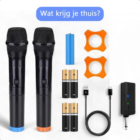 Tech Essentials® 2 Pieces - Microphone sans fil - 2.4Ghz - Récepteur USB-C - Plug & Play - Karaoke - Studio - ASMR