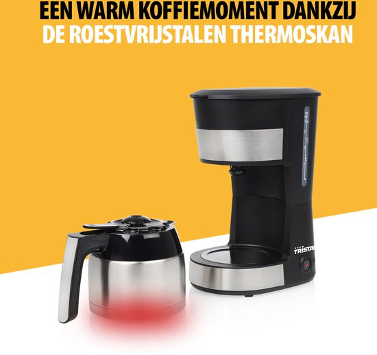 Cafetière à filtre Tristar 900W - CM-1283 - 1 L, 10 tasses - Adaptée au camping - Thermos