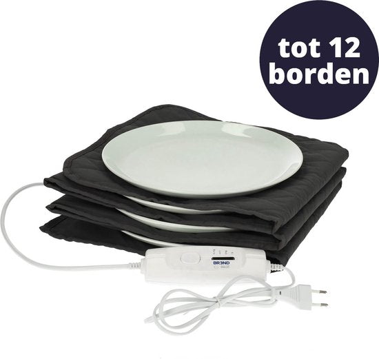 BREND BR-2209 Chauffe-assiettes électrique jusqu'à 12 assiettes - 4 niveaux de température jusqu'à 70°C - Couvercle lavable - Plaque chauffante - Anthracite
