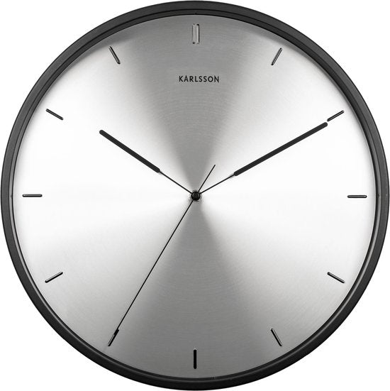 Horloge murale - Finesse - Cadran nickel - Boîtier noir