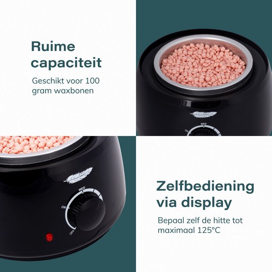 Ruby Wax device set - incl 100 grammes Wax beans - Épilatoire - appareil - chauffage - chauffage - perles - résine - épilation - noir