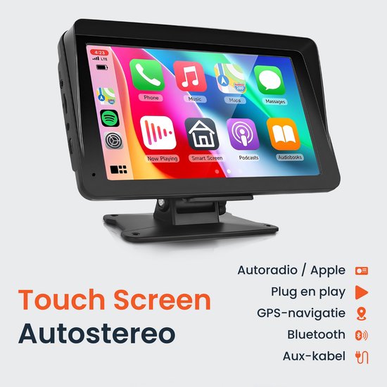 Skoov Écran Carplay - Sans fil - Avec caméra de recul - Installation facile - Pour voiture Apple & Android - Noir