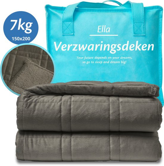 Couverture lestée Ella 7 kg - Couverture lestée en velours et polaire Sherpa OEKO-TEX - Couverture lestée 150 x 200cm - Couverture lestée - Gris