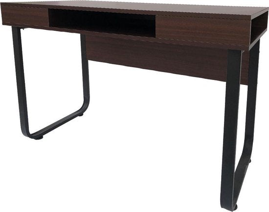 Bureau ordinateur table Sturdy - laptop desk - industrial vintage - black metal brown wood