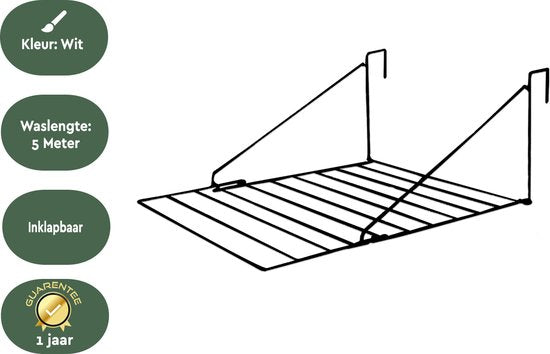 BRASQ Portoir à linge suspendu noir - 5 mètres - Portoir à linge pour porte et balcon - Portoir à linge pliable - Portoir à linge mural - Portoir à linge suspendu - 53x71x27 cm