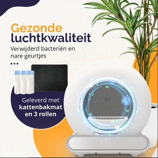Quadruped Fresh 2 - Bac à litière automatique autonettoyant - contrôlé par application - 65L - avec tapis et 3 rouleaux de sacs de collecte