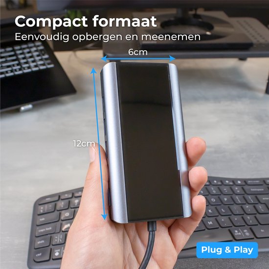 Nuvance - 13 in 1 Docking Station Laptop - USB C Hub - USB Splitter - USB Hub 3.0 - HDMI, VGA, Network, AUX et TF/SD - Docking station