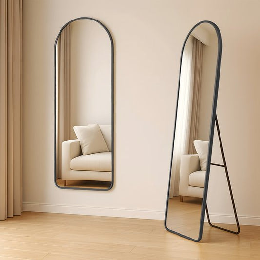 Fraay Pass Mirror 160x55cm - Standing & Hanging - Minimalist Wall Mirror - Standing Mirror - Black Matt