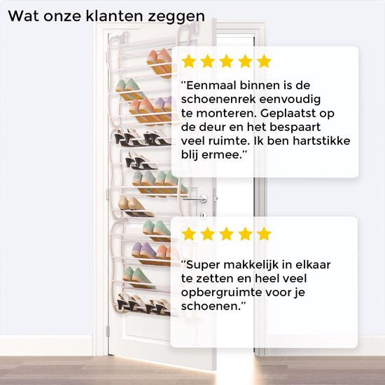 Happy Goods - Support à chaussures XXL - 40 paires de chaussures - Support de rangement - Porte émoussée et opaque - Armoire à chaussures - Support à chaussures suspendu - Métal - Rangement suspendu - Système de rangement de chaussures - Armoire à chaussu