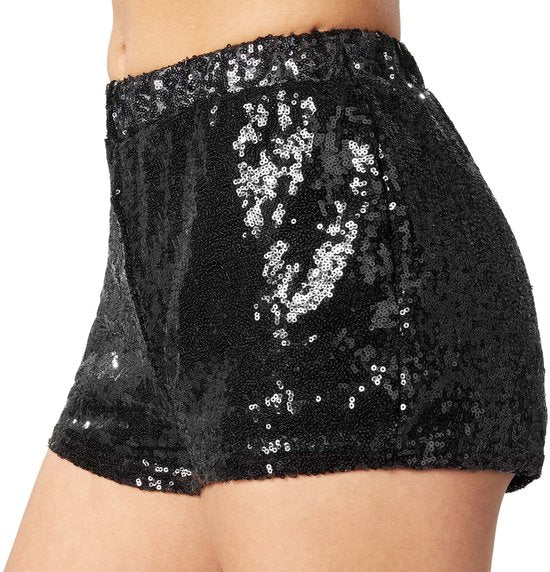 Dressforfun Short à paillettes noir M - déguisement costume halloween déguisement fête carnaval déguisement fête - 303897