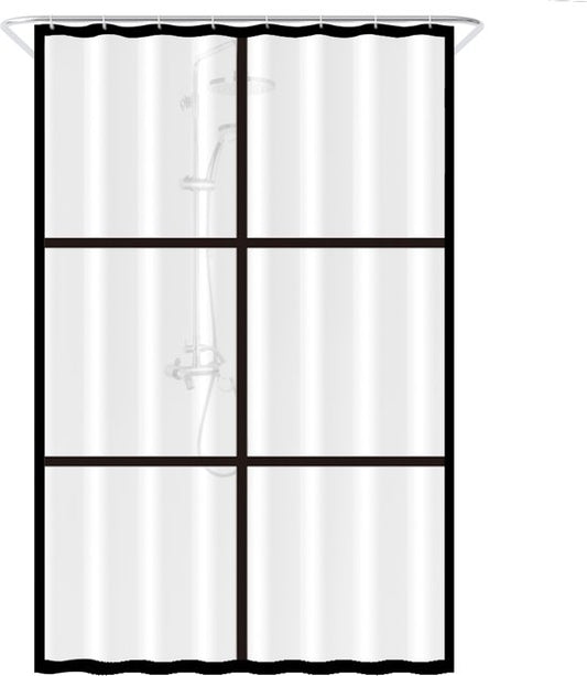 Loti Living Rideau de douche anti-moisissure - Noir transparent mat - Anneaux inclus - Imperméable - PEVA - Rideau de douche 120x200 cm