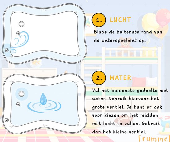 Frummel Water Playmat Baby - Matelas d'eau - Matelas de jeu - Gonflable - Jouets d'eau pour bébé - Cadeau de maternité - Poisson-clown