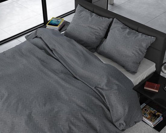 Sleeptime Flannel Jason - Housse de couette - Single - 140x200/220 + 1 taie d'oreiller 60x70 - Anthracite