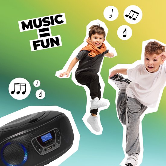 Denver Portable DAB Radio CD Player Kids - Bluetooth - Light Effects - Boombox - AUX - FM - TDB212GREY