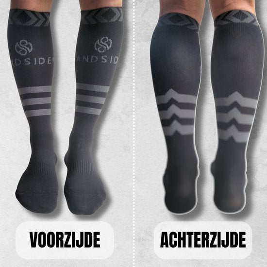 Sandside Support Socks Compression Socks 2 Pairs - Compression Socks - Running Socks - Sport Athletic - Black - Size 36-40 S/M