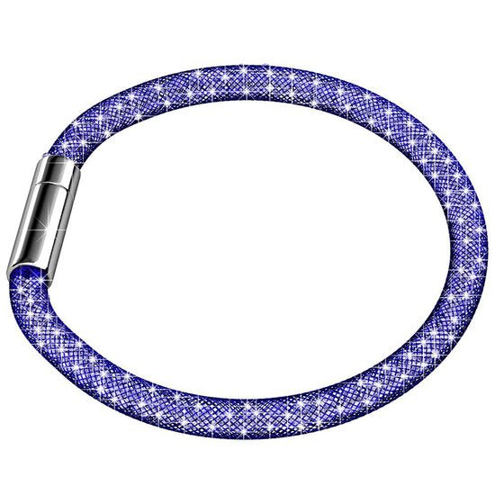 Yolora Ladies Mesh Bracelet - Kalpa Camaka Crystals - Violet - Bracelet femme violet - Bijoux - Coffret de luxe - Coffret cadeau - Coffret exclusif - Bel emballage cadeau