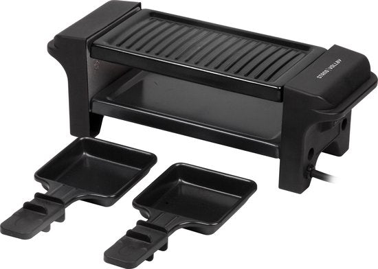 StangVollby GRILLA Set Gourmet pour 2 personnes - Petit Set Gourmet - Plaque de gril électrique - Set Raclette Gourmet - Griller - Frire - Antiadhésif - Gourmet - Dîner de Noël - Noir - Plastique - Sets Gourmet - Poêles Gourmet - 350W