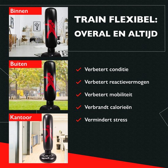 Zoluko sac de boxe gonflable sur pied - Gants de boxe, pompe à pied et livre électronique inclus - Intérieur et extérieur - Pour adultes et enfants - sac de boxe sur pied - sac de boxe sur pied - ballon de boxe sur pied - set de boxe pour enfants - bâton