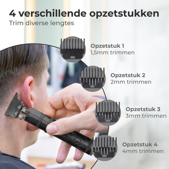 Nuvance Trimmer Men - Hair clipper Head Hair - Includes 4 Attachments - Beard trimmer and Hair trimmer - Hair clippers - Usb Rechargeable