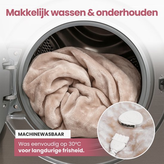 STAUS&BACH Couverture électrique XXL - Couverture supérieure pour 2 personnes - Couverture chauffante double face en polaire Sherpa - Rose champagne - 180x130 cm PowerNap