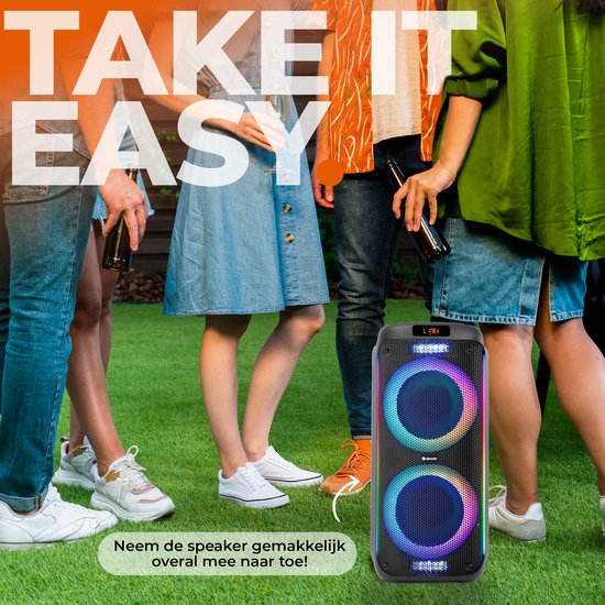 Denver Bluetooth Speaker Party Box - Disco Lights - Party Box - Microphone inclus - Micro SD / USB / AUX - TSP456