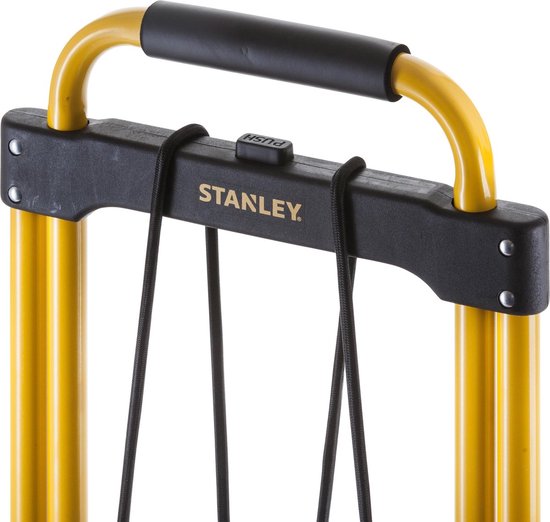 Stanley Foldable Trolley FT582 - Capacité de charge jusqu'à 90KG - Chariot de transport - 50 x 45 x 98 CM - Aluminium léger - Noir/jaune