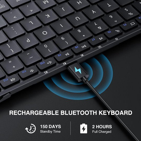 ProtoArc Foldable Keyboard - Full-Size Wireless Keyboard - Travel Keyboard Portable - Bluetooth Keyboards - Laptop IOS Android Windows Tablet iPad Smartphone PC Computer - Black